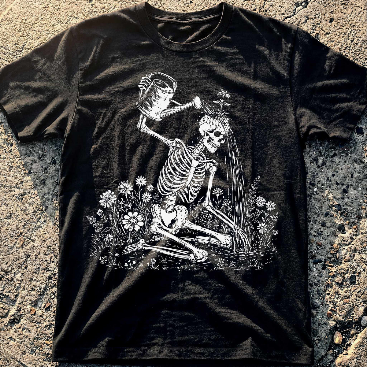 Skeleton Watering Itself T-Shirt