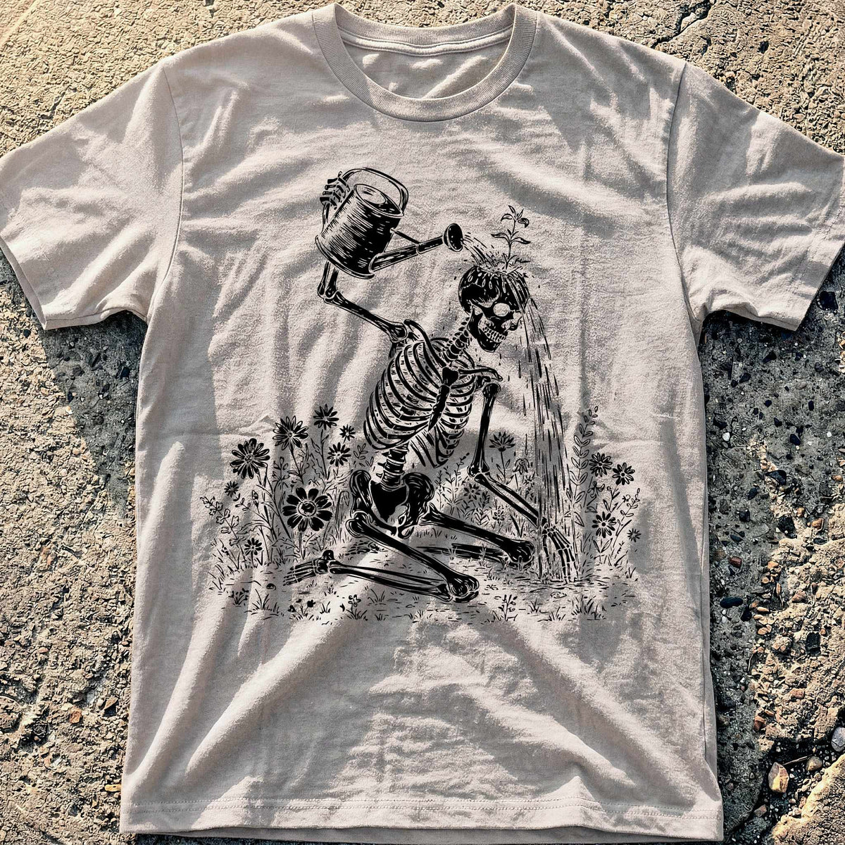 Skeleton Watering Itself T-Shirt