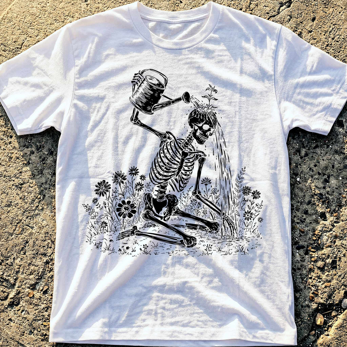 Skeleton Watering Itself T-Shirt
